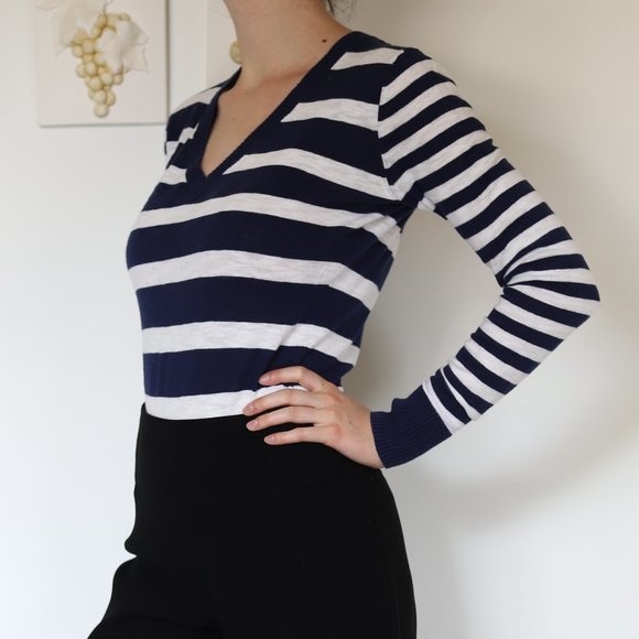 White and navy striped top - Picture 3 of 3
